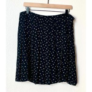 Ralph Lauren Black and White Print Pleated Skater Skirt Size 12.